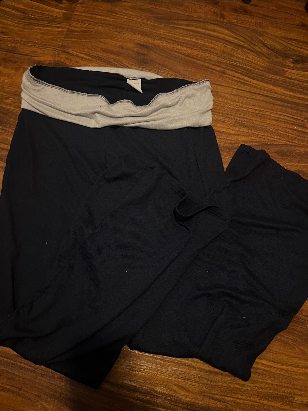 Hollister navy blue Flare Leggings with gray Fold-Over Waistband
